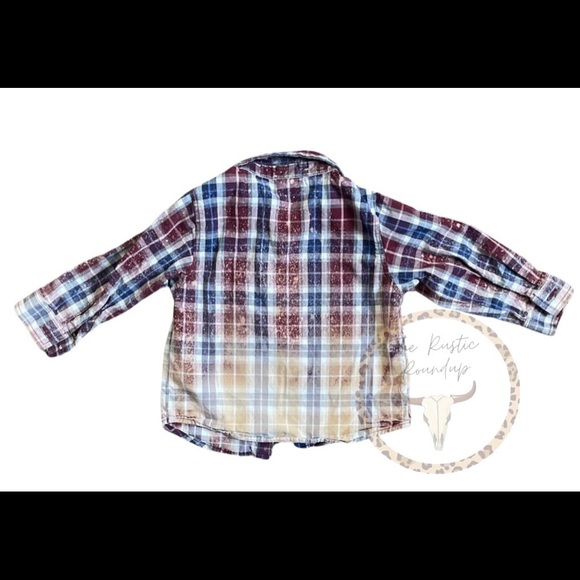Toddler 18-24 Months Hand Distressed Bleached Flannel Button Up - Picture 2 of 2